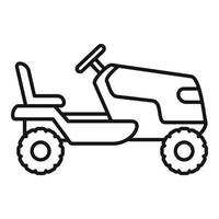 icono del cortador de césped del tractor, estilo de contorno vector