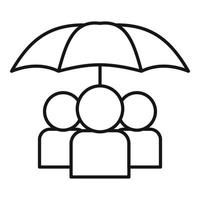 People under umbrella icon, outline style vector