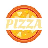 Pizza label logo, flat style vector