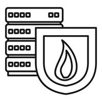 Server shield firewall icon, outline style vector