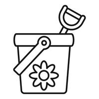 Toy bucket shovel icon, outline style vector