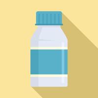 Vitamin pill jar icon, flat style vector