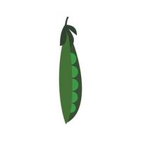 Fresh green pea pod icon in flat style vector