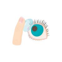 insertar una lente de contacto en el icono del ojo vector