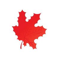 Red maple leaf icon, cartoon style vector