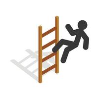 Man climbs the stairs icon, isometric 3d style vector