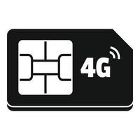 Icono de tarjeta sim 4g, estilo simple vector