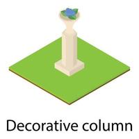 Decorative column icon, isometric style vector