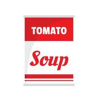 icono de lata de sopa de tomate, estilo plano vector