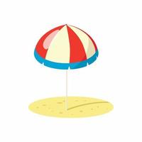 Beach umbrella icon, cartoon style vector