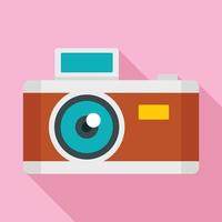 Vintage photo camera icon, flat style vector