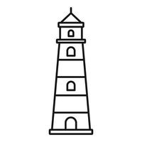 icono del faro de la costa, estilo de esquema vector