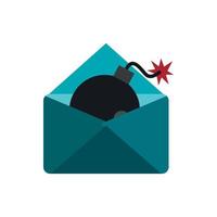 Hacking e-mail icon, flat style vector