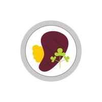 Steak in plate icon, flat style vector