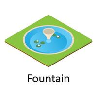 Park fountain icon, isometric style vector