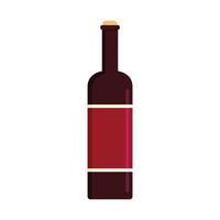 Glass bottle of red wine icon, flat style vector