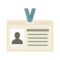 Id badge icon, flat style vector