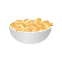 Bowl of chips icon, realistic style vector