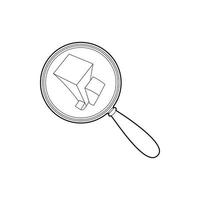 Graph under magnifying glass icon, outline style vector