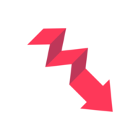 Business arrow. Red arrow pointing down. business financial loss graph concept png