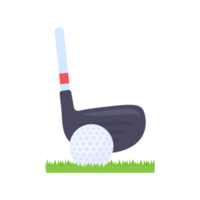 Golf clubs and balls for sporting events on the grass. png