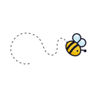 bi flygande väg. en bi flygande i en prickad linje de flyg väg av en bi till honung. png