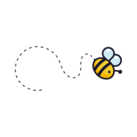 ruta de vuelo de abejas. una abeja volando en una línea punteada la ruta de vuelo de una abeja a la miel. png