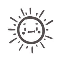 personnage de dessin animé mignon dessiné à la main coucher de soleil élément de rayonnement solaire d'été png