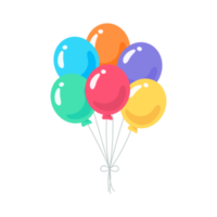 colorful balloons tied with string for kids birthday party png