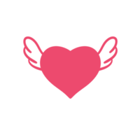 Heart with wings. Romantic valentine's day love concept. png