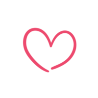 Hand drawn heart line. red heart love on valentines day png