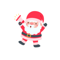 cartoon santa wearing red knitted hat for decorating Christmas greeting cards png