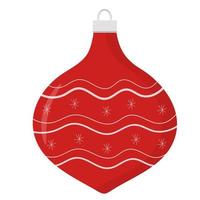 Hand drawn Christmas toys in red color. Holiday christmas toy bell for fir tree. vector