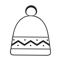 Hat, knitted winter headdress. Winter warm clothes. Doodle simple style. vector
