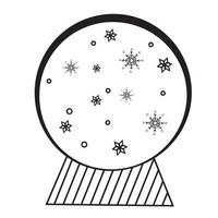 Snow globe in doodle style. Simple winter element. Snowfall in globe. vector