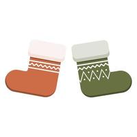 Winter shoes, socks, warm knitted cozy shoes. vector