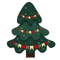 Christmas tree. New Years tree with heralds, light bulb. vector