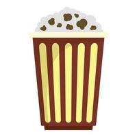 Full popcorn basket icon, flat style vector