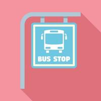 Bus stop sign icon, flat style vector