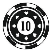 Gold casino chip icon, simple style vector