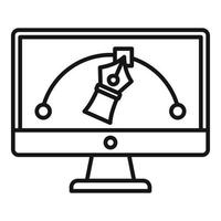 Architect draw computer icon, outline style vector