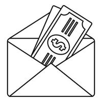 Money in envelope icon, outline style vector