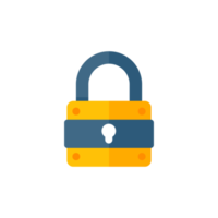yellow padlock for locking the information on the computer data encryption concept png
