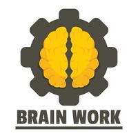 Logic brain work logo, flat style vector