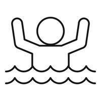 icono de agua de inundación del hombre, estilo de esquema vector