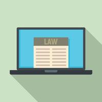 Law laptop icon, flat style vector