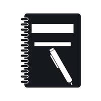 Closed spiral notebook and pen icon, simple style vector