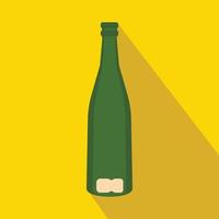 Empty wine bottle icon, flat style vector