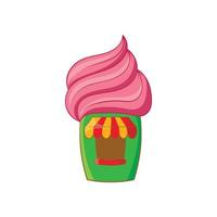 Cupcake house icon, cartoon style vector