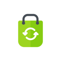 Eco bag icon. A green bag for items made of paper instead of plastic. Reuse concept png